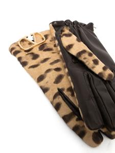 Valentino VLogo handschoenen met luipaardprint - Beige