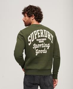 Superdry Mannen Athletic Flock Sweatshirt met Geschreven Opdruk Groen