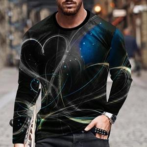 ETST 03 Spring and autumn new 3D pattern fashion men's loose pullover long sleeve trend printed men's T-shirt
