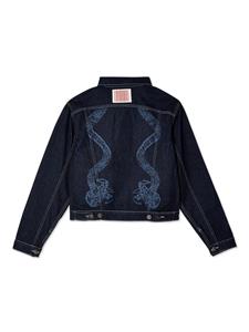 Charles Jeffrey Loverboy snake-print denim jacket - Blauw