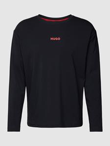 HUGO Shirt met lange mouwen en geribde ronde hals