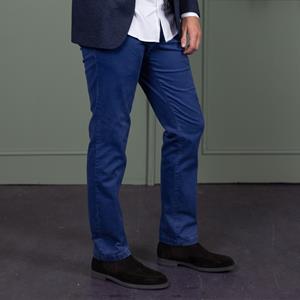 Eagle&Brown  Effen Chino In Bio Katoen Stretch Middenblauw