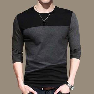 Haojun Colored Printed Long Sleeved Oversized Pullover, Daily Casual Men's Office Basic T-shirt.