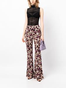 DVF Diane von Furstenberg Brooklyn floral-print flared trousers - Paars