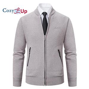 Cozy  Up Cozy Up Mens Casual 2-way Zip Cardingan Sweater Stand Collar Full-Zip Sweater Jacket
