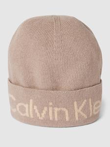 CK Calvin Klein Beanie met brede omslag en labeldetail