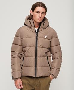 Superdry HOODED SPORTS PUFFR JACKET Fossil Brown  