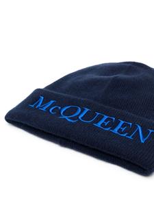 Alexander McQueen Muts met geborduurd logo - Blauw