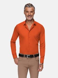 WAM Denim Leira Solid Dark Orange Overhemd Lange Mouw-