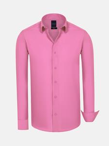 WAM Denim Leira Solid Dark Pink Overhemd Lange Mouw-