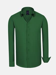 WAM Denim Leira Solid Green Overhemd Lange Mouw-
