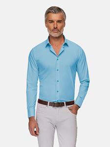 WAM Denim Leira Solid Turquoise Overhemd Lange Mouw-