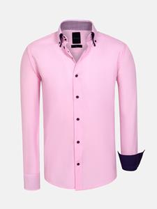 WAM Denim Ales Solid Structured Pink Overhemd Lange Mouw-