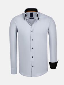 WAM Denim Metz Solid Grey Overhemd Lange Mouw-