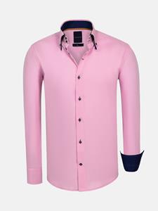 WAM Denim Metz Solid Pink Overhemd Lange Mouw-