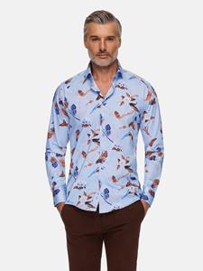 WAM Denim Burano Blue Floral Print Overhemd Lange Mouw-
