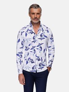 WAM Denim Santorini White Floral Print Overhemd Lange Mouw-