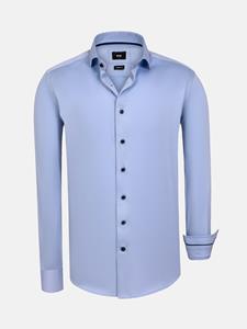 WAM Denim Catalina Blue Solid Overhemd Lange Mouw-