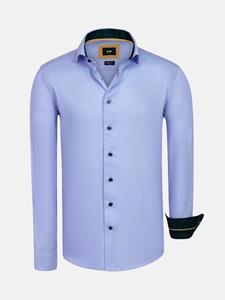 WAM Denim Sky Lake Blue Micro Patterned Long Sleeve Shirt-