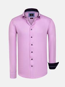 WAM Denim Sky Lake Pink Micro Patterned Overhemd Lange Mouw-