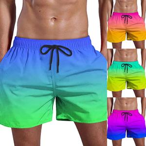 Great home ()Men's Summer Swim Trunks Quick Dry Shorts With Pockets Plus Gradient Print Beach Shorts