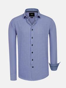 WAM Denim Vermilion Checkered Royal Blue Overhemd Lange Mouw-