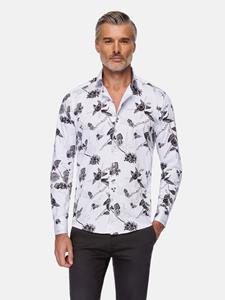 WAM Denim Oasis White Floral Print Overhemd Lange Mouw-