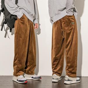 VIYOO Autumn Winter Men's Corduroy Trousers Keep Warm Smooth Straight-Leg Pants Bottoms Teens Casual Pants