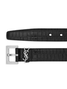 Saint Laurent Riem met krokodillen-reliëf - Zwart