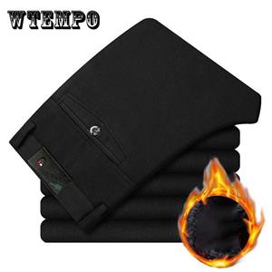 WTEMPO Winter Plus Velvet Middle-aged Men's Cotton Casual Pants Men's High Waist Straight Casual Men's Trousers