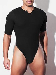 INCERUN Mens Sexy Notch Neck Half Sleeve Bodysuit