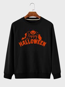 ChArmkpR Mens Halloween Pumpkin Print Crew Neck Pullover Sweatshirts