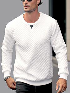 ChArmkpR Mens Solid Texture Crew Neck Casual Pullover Sweatshirts