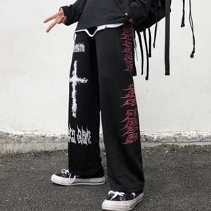 Euphratica Gothic Pants Japanese Casual Sweatpants Graffiti Anime Punk Hippie Wide Leg Trouser Harajuku High Street Streetwear