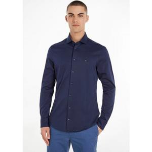 Tommy Hilfiger TAILORED Langarmhemd CL JERSEY SOLID SF SHIRT (1-tlg) mit einem farblich abgesetzten Knopf