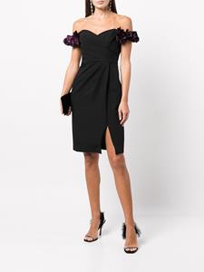 Marchesa Notte Off-shoulder mini-jurk - Zwart