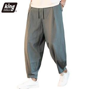 King Billion Cotton and Linen Loose Men's  Pants Male Summer New Breathable Solid Color Linen Trousers Fitness Streetwear