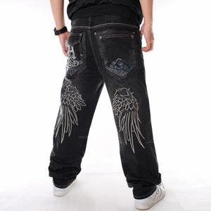Biteman Men's Fashion Loose Long Pants Hip Hop Jean Pant Street Style Trousers Plus Size 30-46
