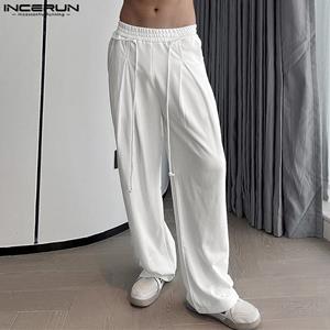 INCERUN Men's Spring Elastic Waist Loose Sports Long Pants Casual Sweatpants