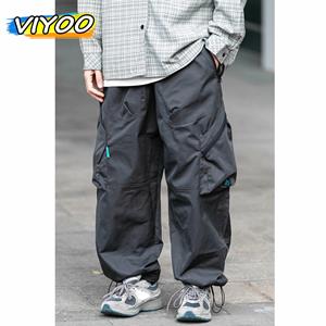 VIYOO Men's Pocket Jumper Cargo Pants Trousers Jogger Wide Leg Trousers Casual Gothic Sweatpants Streetwear New Pants Techwear Men