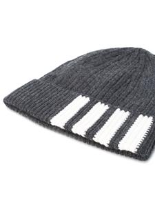 Thom Browne 4-Bar Stripe Cashmere Rib hoed - Grijs