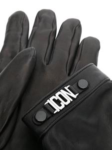 Dsquared2 logo-plaque leather gloves - Zwart