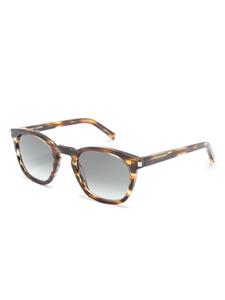 Saint Laurent Eyewear debossed-logo tortoiseshell-effect sunglasses - Bruin