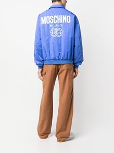 Moschino Bomberjack met logoprint - Blauw