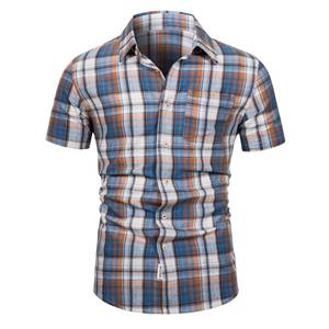 AIOPESON Men Fashion AIOPESON Brand Quality Plaid Shirt Men 100% Cotton Short Sleeve Summer Men's Shirts Fashion Casual Social Business Shirt for Men