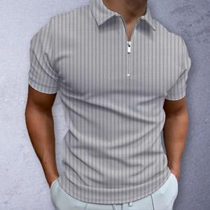 Flospring Popular Lightweight Thin Short Sleeve Lapel Zipper Contrast Color Men Shirt Male Garment Summer Tops
