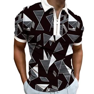Casual Shirts For Mens Nieuwe mode casual mannen print korte mouw sport rits POLO shirt top