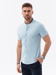 Ombre Overhemd korte mouw heren - Blauw - Moda Italia - Italian-Style.nl, 