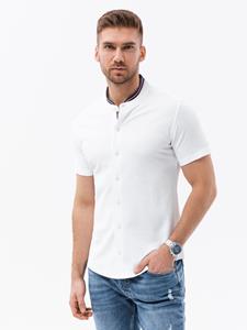 Ombre Overhemd korte mouw heren - Wit - Moda Italia - Italian-Style.nl, 