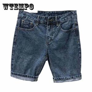 WTEMPO Summer Dark Blue Small Straight Denim Shorts Men's Slim Non-stretch Youth Five-point Pants